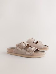 Neutral Suede Extra Wide Fit Forever Comfort® Double Strap Footbed Sandals - Image 6 of 9