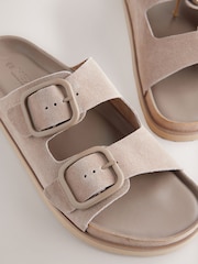 Neutral Suede Extra Wide Fit Forever Comfort® Double Strap Footbed Sandals - Image 8 of 9