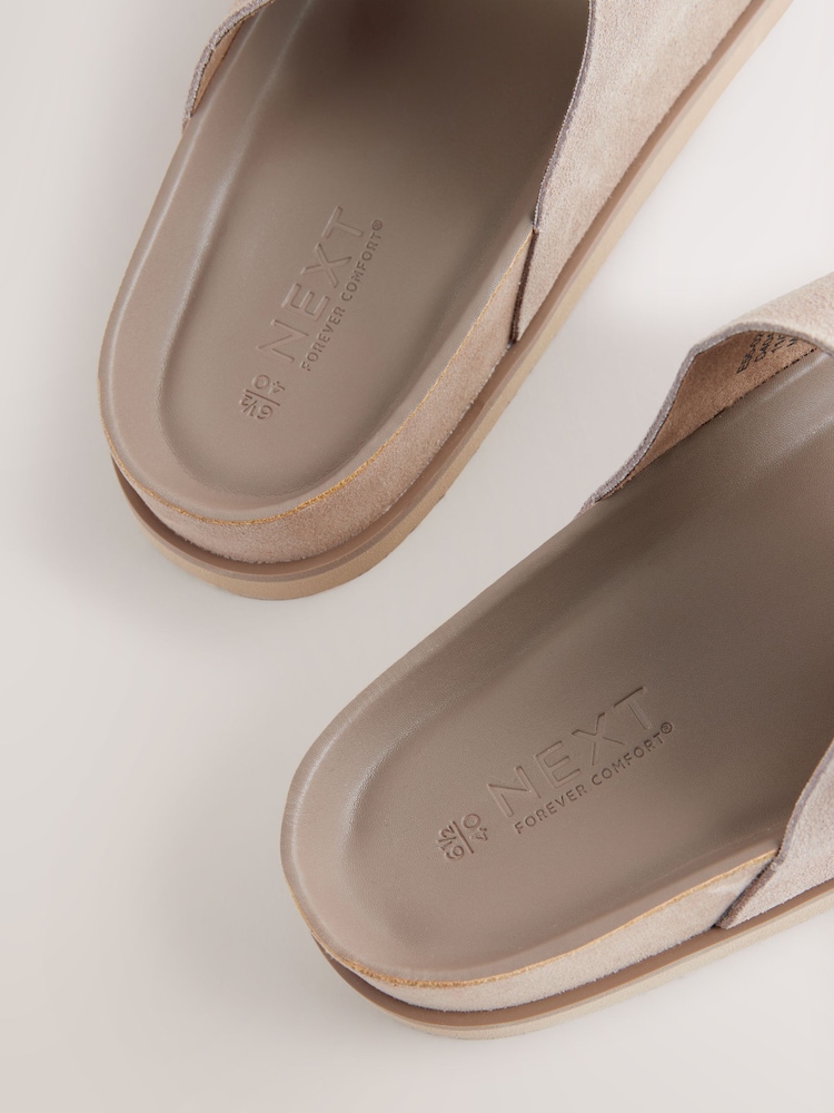 Neutral Suede Extra Wide Fit Forever Comfort® Double Strap Footbed Sandals - Image 9 of 9