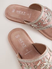 Pink Suede Extra Wide Fit Forever Comfort® Chunky Beaded Toe Thong Sandals - Image 5 of 5
