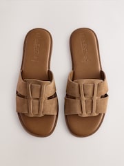 Tan Brown Extra Wide Fit Forever Comfort® Slot Mule Sandals - Image 1 of 9