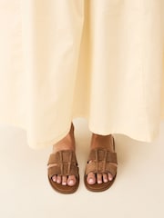 Tan Brown Extra Wide Fit Forever Comfort® Slot Mule Sandals - Image 3 of 9