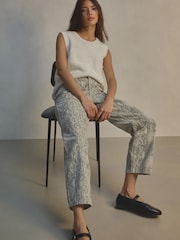 Neutral Snake Print - Straight Leg 100% Cotton Jeans - Image 1 of 8