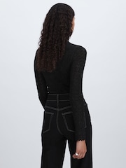 Paige Metallic Thread Pointelle Stitch Top - Image 5 of 6