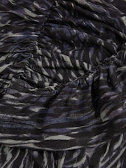 Reiss Charcoal Oe Allie Printed Jersey Ruched Mini Dress - Image 6 of 6