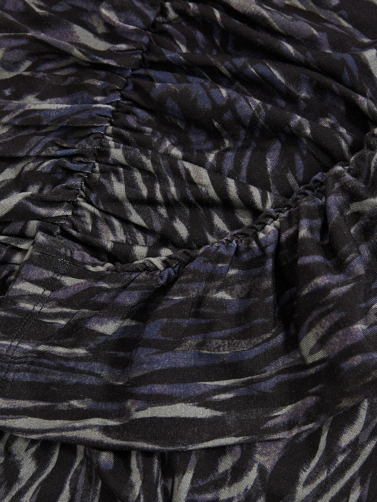 Reiss Charcoal Oe Allie Printed Jersey Ruched Mini Dress - Image 6 of 6
