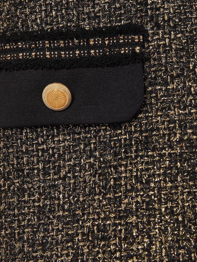 Reiss Gold Sasha 13-14 yrs Tweed Metallic-Thread Shift Dress - Image 4 of 4