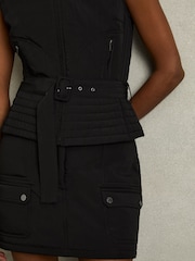 Reiss Black Mio Quilted Zip-Through Belted Vest - Image 4 of 6