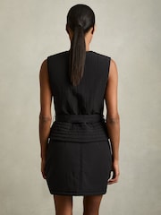 Reiss Black Mio Quilted Zip-Through Belted Vest - Image 5 of 6