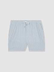 Reiss Soft Blue/White Bay Seersucker Stripe Swim Shorts - Image 2 of 6