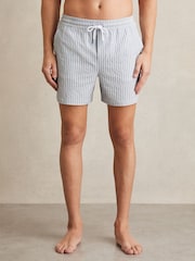 Reiss Soft Blue/White Bay Seersucker Stripe Swim Shorts - Image 3 of 6