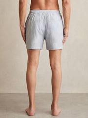 Reiss Soft Blue/White Bay Seersucker Stripe Swim Shorts - Image 5 of 6