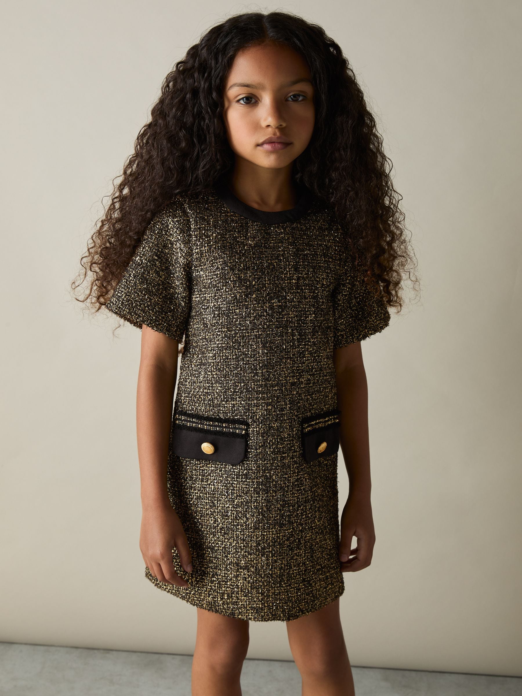 reiss metallic shift dress