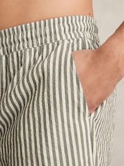Reiss Sage/White Bay Seersucker Stripe Swim Shorts - Image 4 of 6