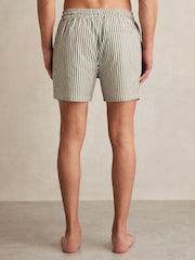 Reiss Sage/White Bay Seersucker Stripe Swim Shorts - Image 5 of 6