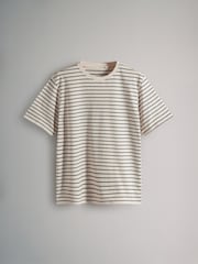 Розовый/нейтральный в полоску/Cream/коричневый - Набор из 4 футболок свободного кроя из 100% хлопка The Set - Image 4 of 7