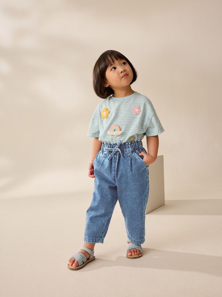 Light Wash Tie Waist Jeans (3mths-7yrs) - Image 2 of 8