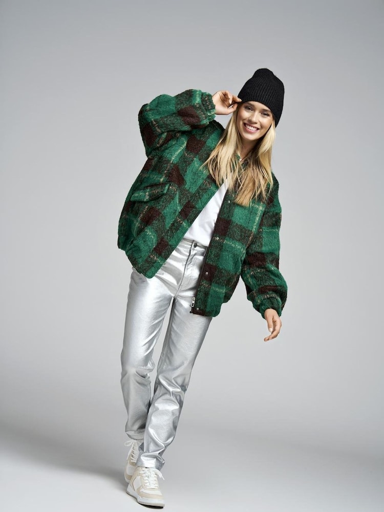 ONLY Metallic Metallic Faux Leather Straight Leg Trousers - Image 1 of 3