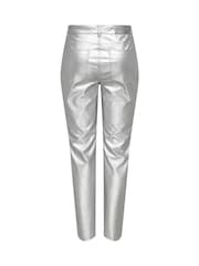 ONLY Metallic Metallic Faux Leather Straight Leg Trousers - Image 3 of 3