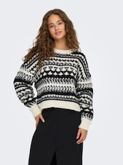 ONLY Natural Fairisle Pattern Knitted Christmas Jumper - Image 1 of 7