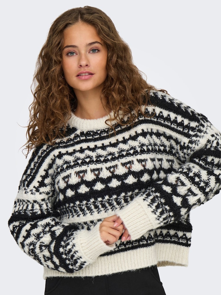 ONLY Natural Fairisle Pattern Knitted Christmas Jumper - Image 2 of 7