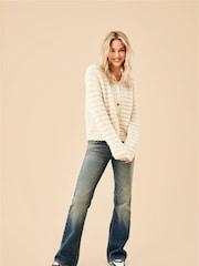 ONLY Cream Button Up Boucle Knitted Cardigan - Image 1 of 3