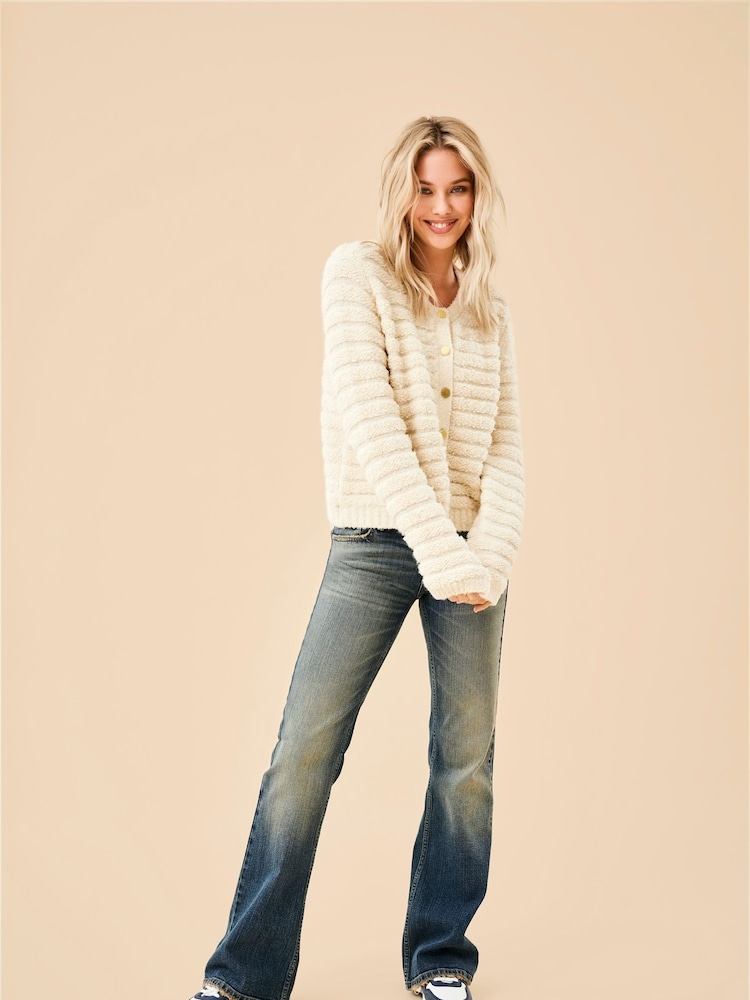 ONLY Cream Button Up Boucle Knitted Cardigan - Image 1 of 3