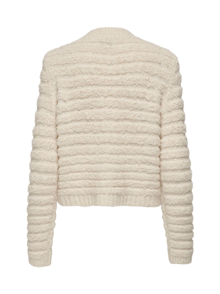 ONLY Cream Button Up Boucle Knitted Cardigan - Image 3 of 3