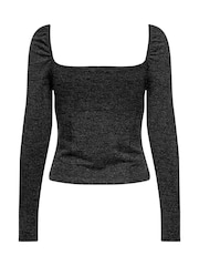 ONLY Black Square Neck Puff Sleeve Top - Image 2 of 2