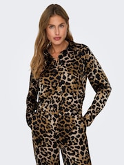 ONLY Animal Leopard Print Long Sleeve Shirt - Image 1 of 7