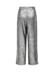 ONLY Grey Metallic Wide Leg Pleated Trousers - Image 8 of 8