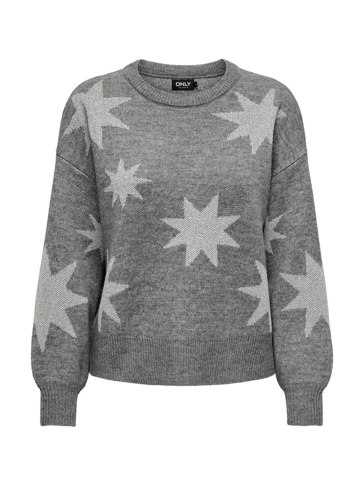 ONLY Grey Glitter Star Knitted Jumper - Image 1 of 2