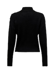 ONLY Black Long Sleeve High Neck Sequin Knitted Jumper - Image 4 of 4
