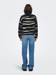 ONLY Black Zebra Animal Print Zip Up Teddy Fleece - Image 4 of 7