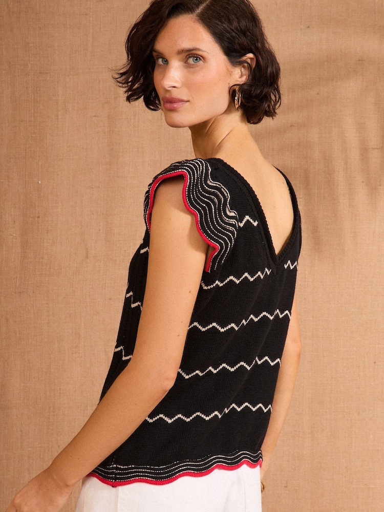 Love & Roses Black Scallop Knitted top - Image 4 of 4 Love & Roses Black Scallop Knitted top - Image 4 of 4