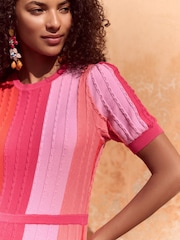 Love & Roses Pink Chevron Frill Mini Dress - Image 2 of 4