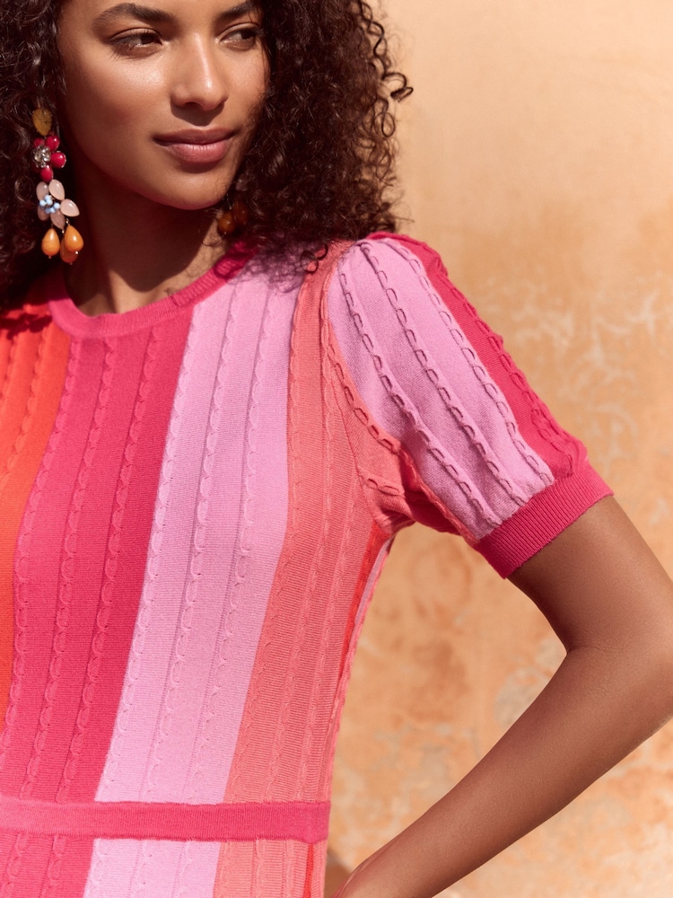 Love & Roses Pink Chevron Frill Mini Dress - Image 2 of 4