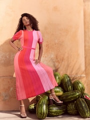 Love & Roses Pink Chevron Frill Mini Dress - Image 3 of 4