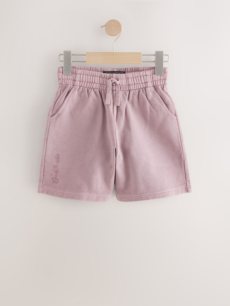 Plum Purple Washed Subscribe 100% Cotton Shorts (3-16yrs) - Image 1 of 4
