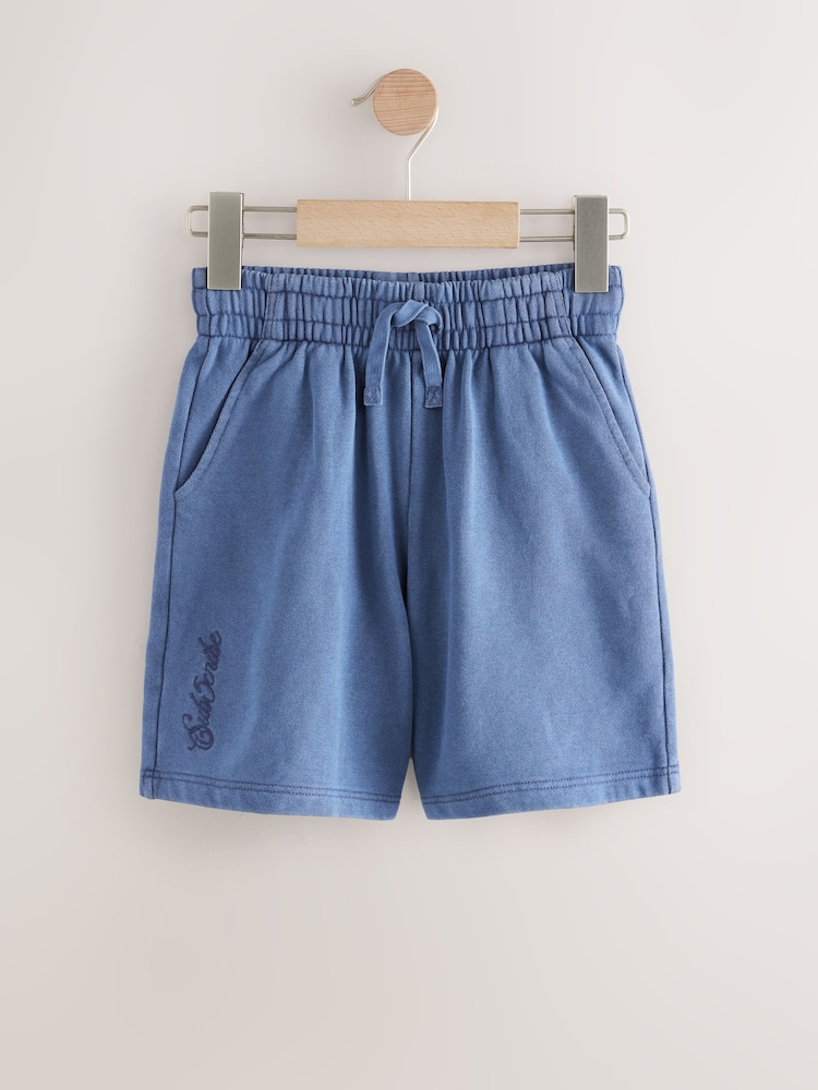 Blue Washed Subscribe 100% Cotton Shorts (3-16yrs) - Image 1 of 5