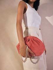 Orange Leather Snap Clutch Bag - Image 1 of 7