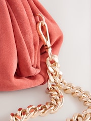 Orange Leather Snap Clutch Bag - Image 6 of 7