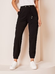 Lipsy Black Cuffed Joggers With Pipping Trim - Image 1 of 4