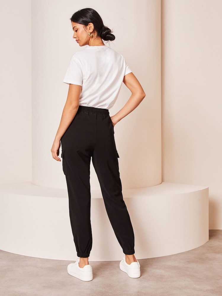 Lipsy Black Cuffed Joggers With Pipping Trim - Image 2 of 4