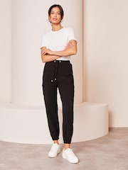 Lipsy Black Cuffed Joggers With Pipping Trim - Image 3 of 4