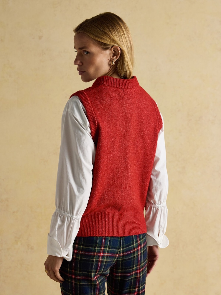 Joules Holly Red Knitted Vest - Image 2 of 10 Joules Holly Red Knitted Vest - Image 2 of 10