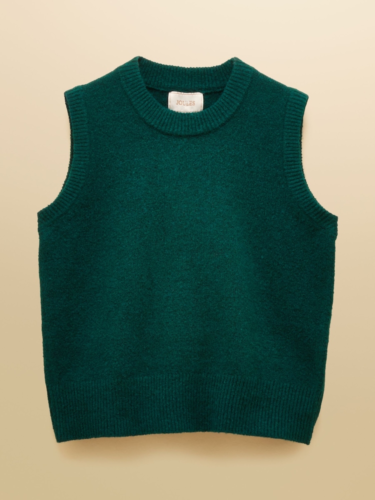 Joules Holly Dark Green Knitted Crew Neck Vest - Image 9 of 9 Joules Holly Dark Green Knitted Crew Neck Vest - Image 9 of 9