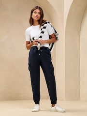 Lipsy Navy Cuffed Joggers With Pipping Trim - Image 1 of 4