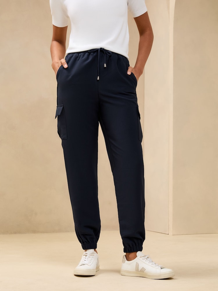 Lipsy Navy Cuffed Joggers With Pipping Trim - Image 2 of 4 Lipsy Navy Cuffed Joggers With Pipping Trim - Image 2 of 4