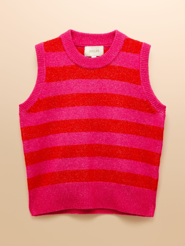 Joules Holly Pink/Red Knitted Vest - Image 12 of 12 Joules Holly Pink/Red Knitted Vest - Image 12 of 12